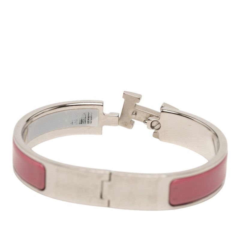 Hermes Clic H PM Bracelet Silver Pink Metal Enamel — view 5