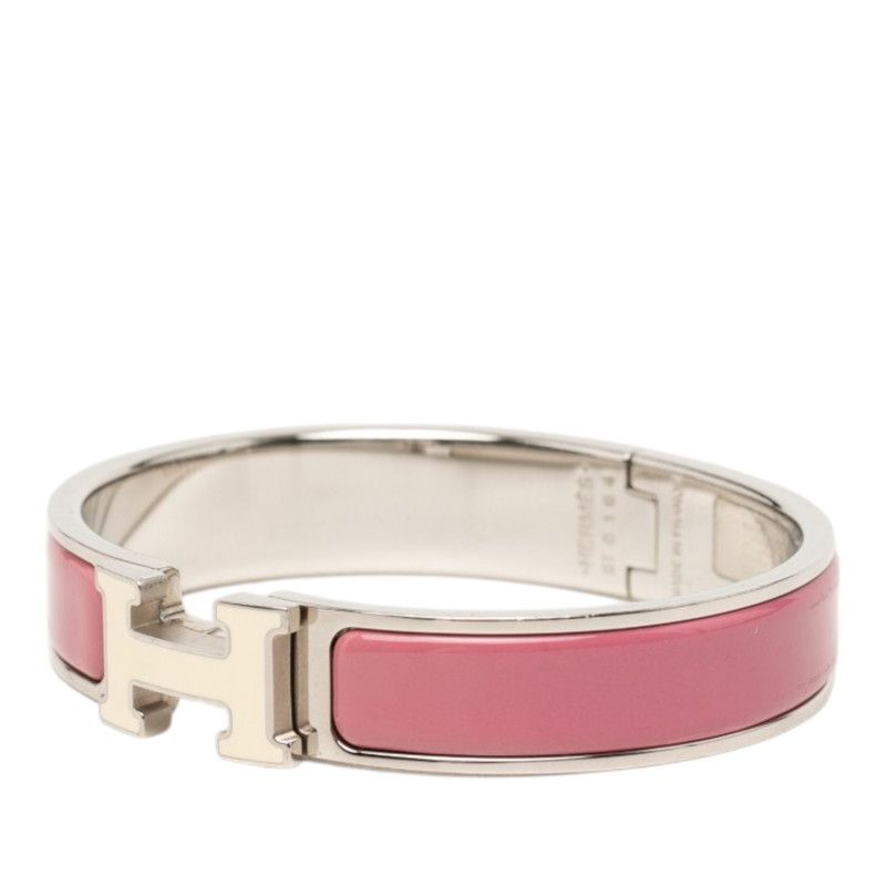 Hermes Clic H PM Bracelet Silver Pink Metal Enamel — view 2
