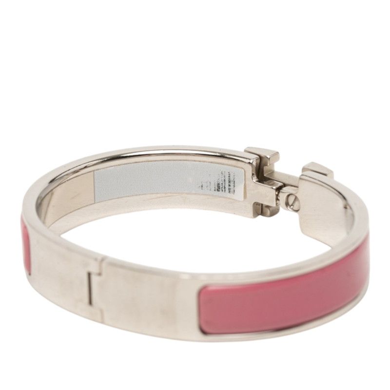 Hermes Clic H PM Bracelet Silver Pink Metal Enamel — view 4