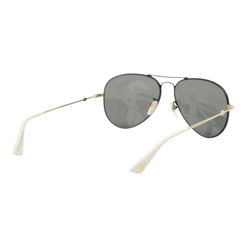 Gucci Interlocking G Bumblebee GG Teardrop Double Bridge Sunglasses Black Gold — view 3
