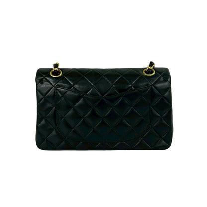 Chanel And No. 5 Vintage Quilted Double Flap Lambskin Leather Shoulder Bag Black — view 3