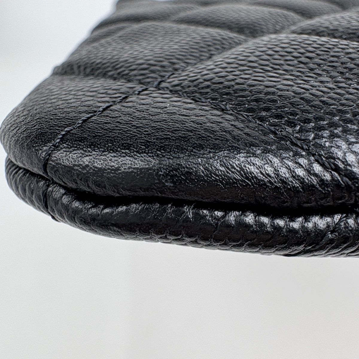 Chanel CC Logo Clutch Quilted Caviar Leather Black — view 3