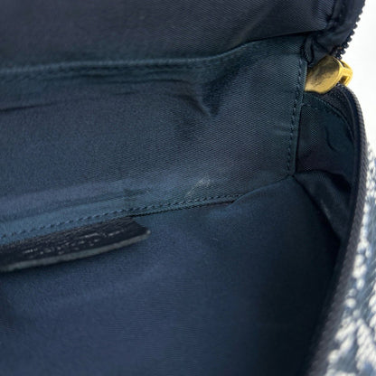 Dior Trotter Pattern Saddle Pouch Canvas Navy — view 7