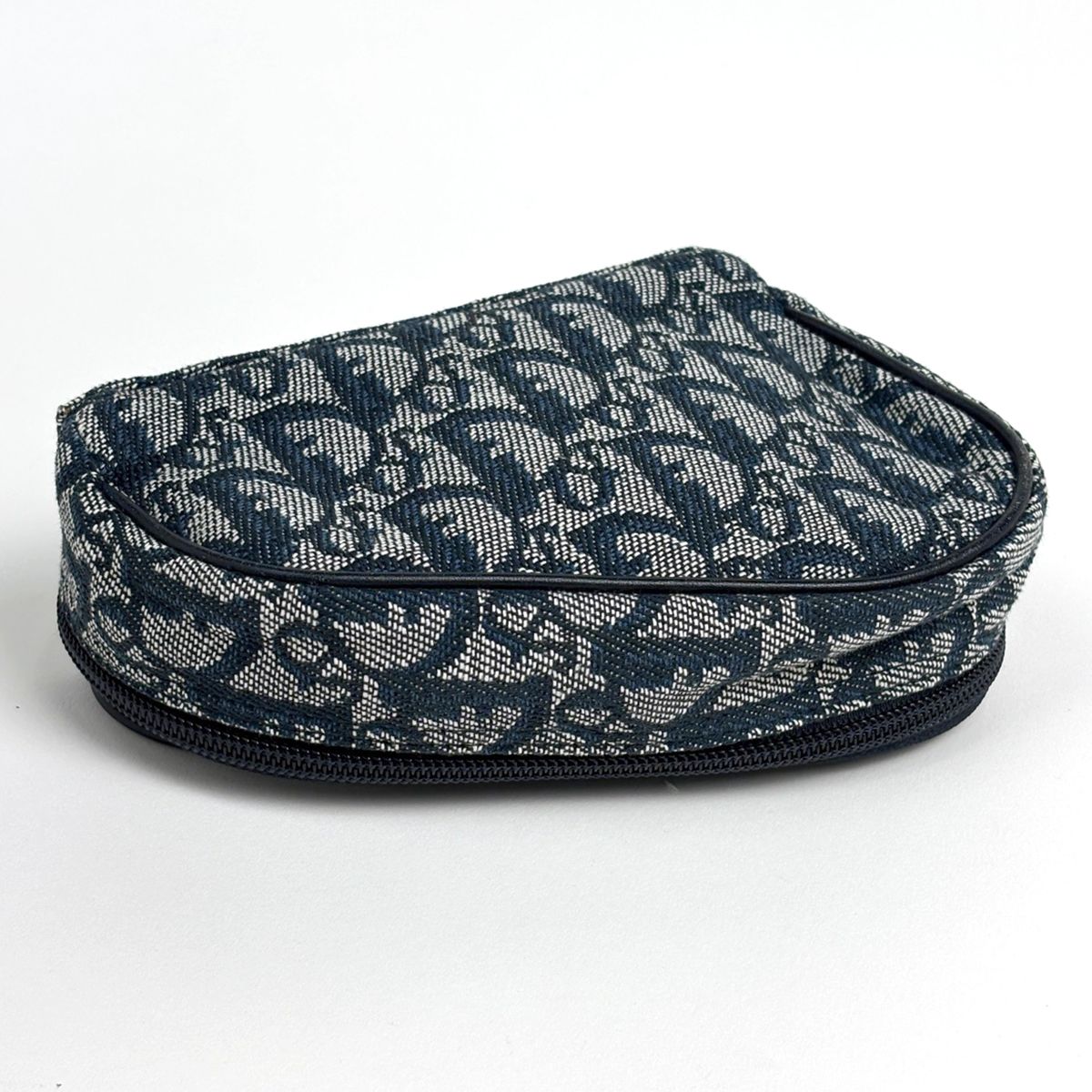 Dior Trotter Pattern Saddle Pouch Canvas Navy — view 2