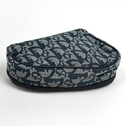 Dior Trotter Pattern Saddle Pouch Canvas Navy — view 2
