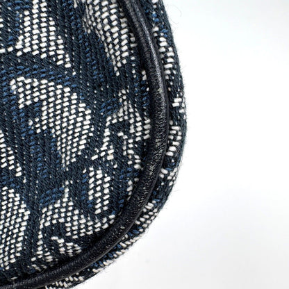 Dior Trotter Pattern Saddle Pouch Canvas Navy — view 3