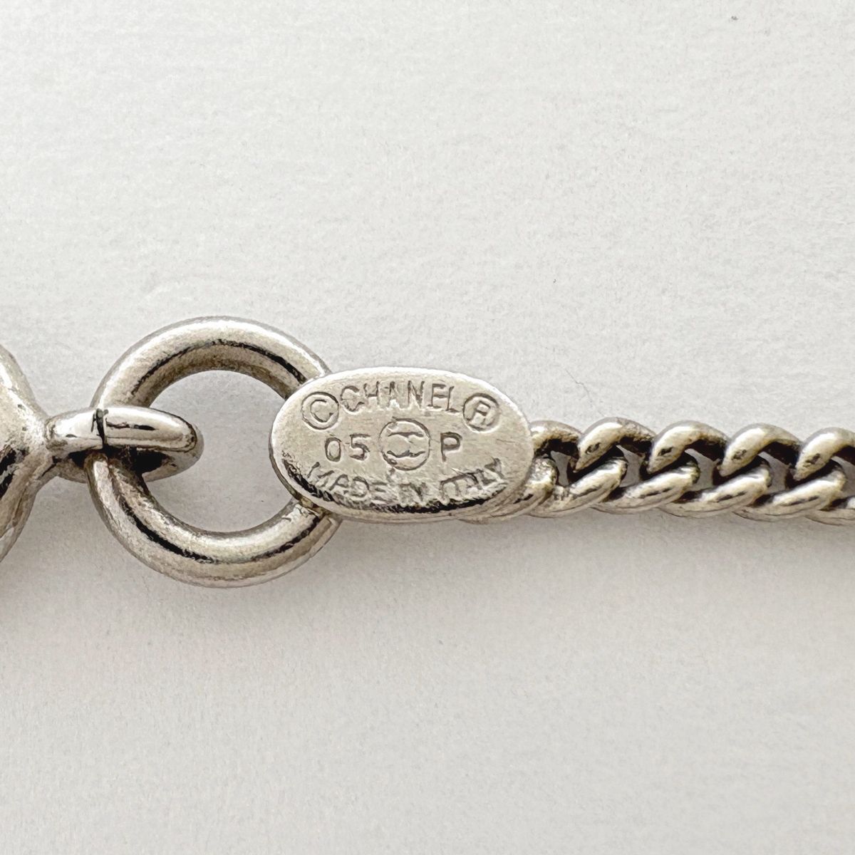Chanel Camellia Necklace CC Logo Silver Plated — view 4