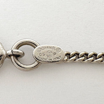 Chanel Camellia Necklace CC Logo Silver Plated — view 4