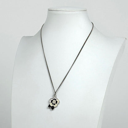 Chanel Camellia Necklace CC Logo Silver Plated — view 5