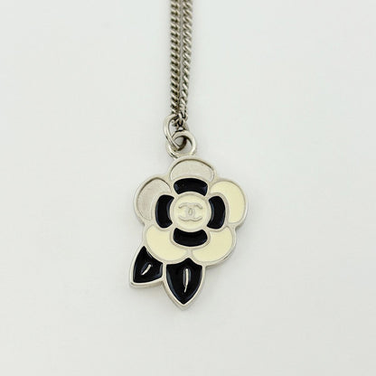 Chanel Camellia Necklace CC Logo Silver Plated — view 2