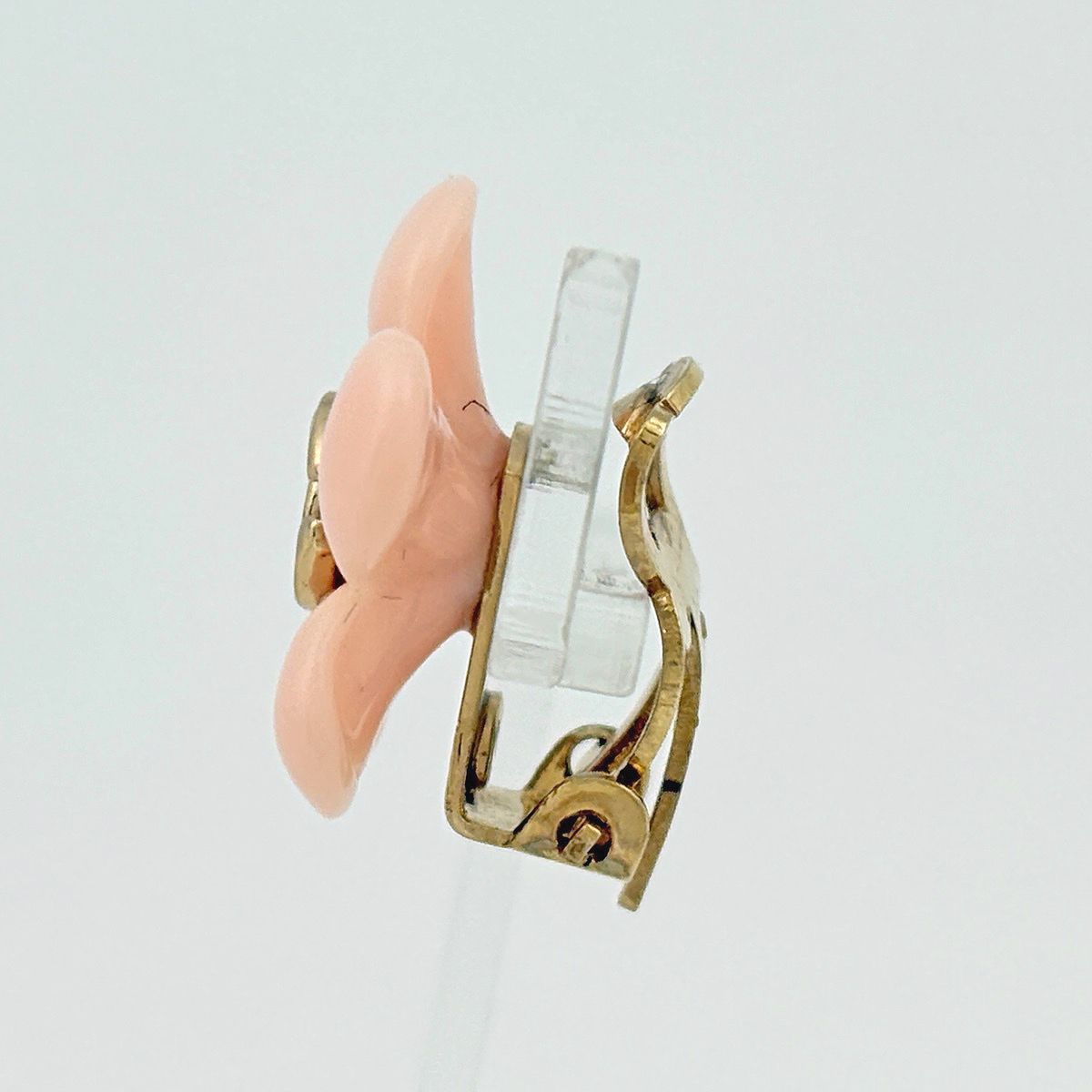 Chanel CC Logo Earrings Flower Gold Plated Pink — view 2