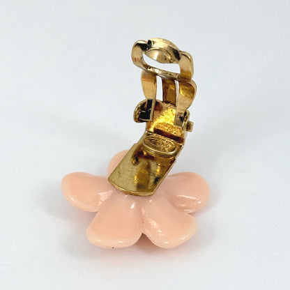 Chanel CC Logo Earrings Flower Gold Plated Pink — view 3