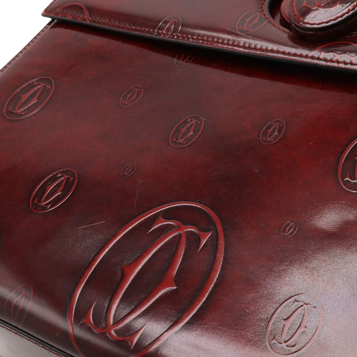 Cartier Happy Birthday Handbag Flap Bag Patent Calfskin Patent Leather Bordeaux — view 4