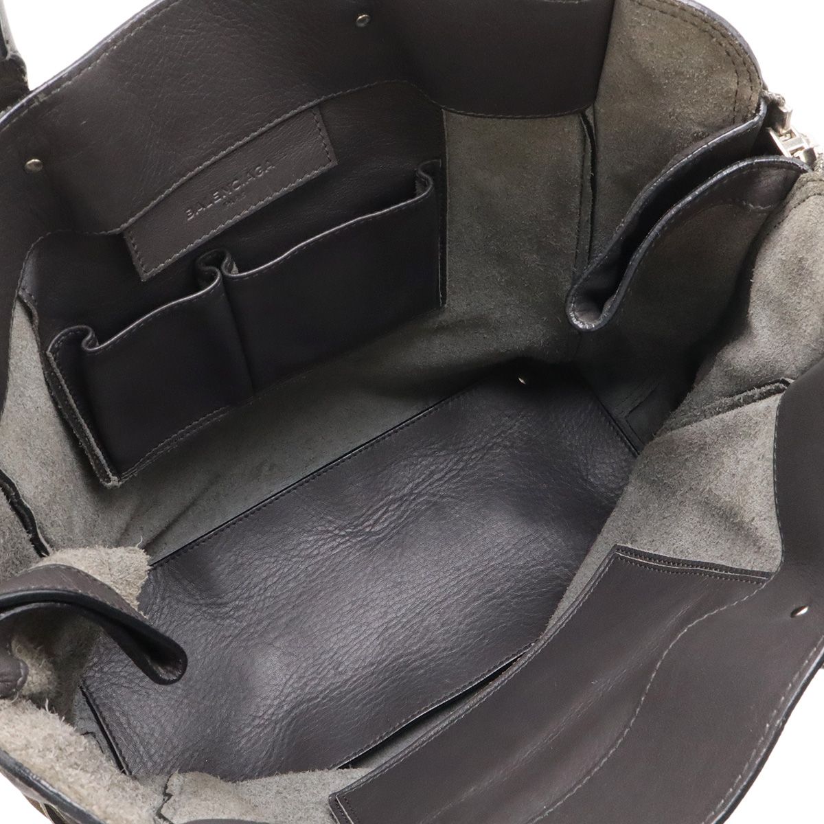 Balenciaga Paper Zip Around Tote Bag Leather Gray with Mirror — view 5