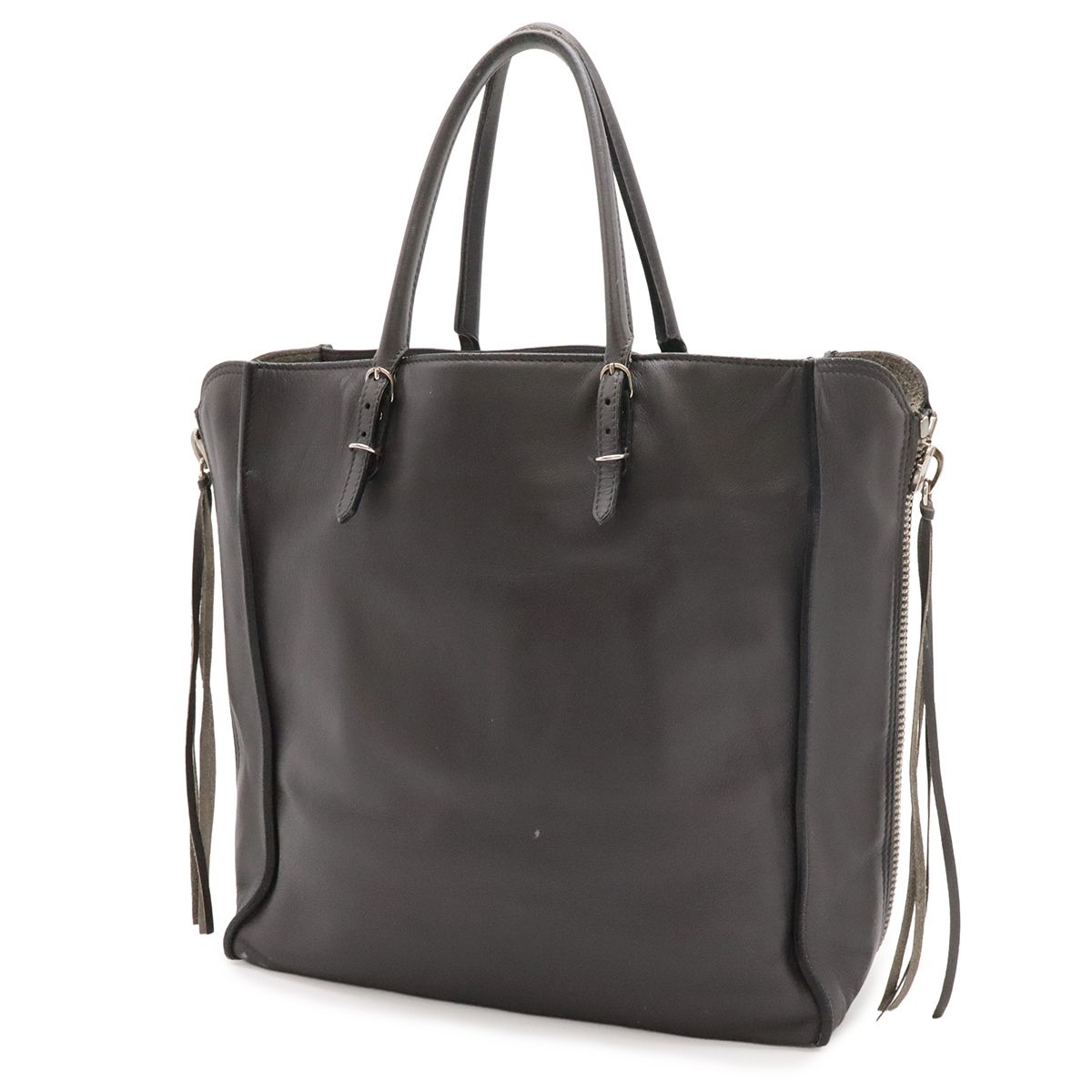 Balenciaga Paper Zip Around Tote Bag Leather Gray with Mirror — view 2