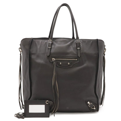 Balenciaga Paper Zip Around Tote Bag Leather Gray with Mirror