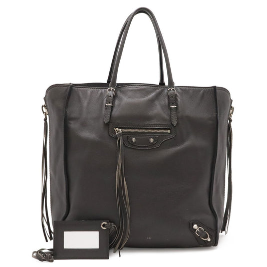 Balenciaga Paper Zip Around Tote Bag Leather Gray with Mirror