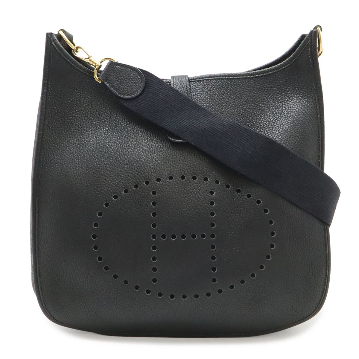 Hermes Evelyne I 1 GM Shoulder Bag Togo Leather Black Gold