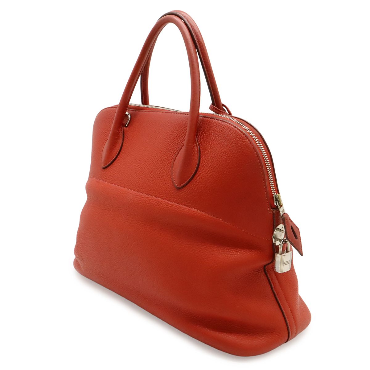 Hermes Bolide 35 Tote Bag Taurillon Clemence Leather Red Silver — view 2