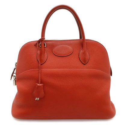 Hermes Bolide 35 Tote Bag Taurillon Clemence Leather Red Silver