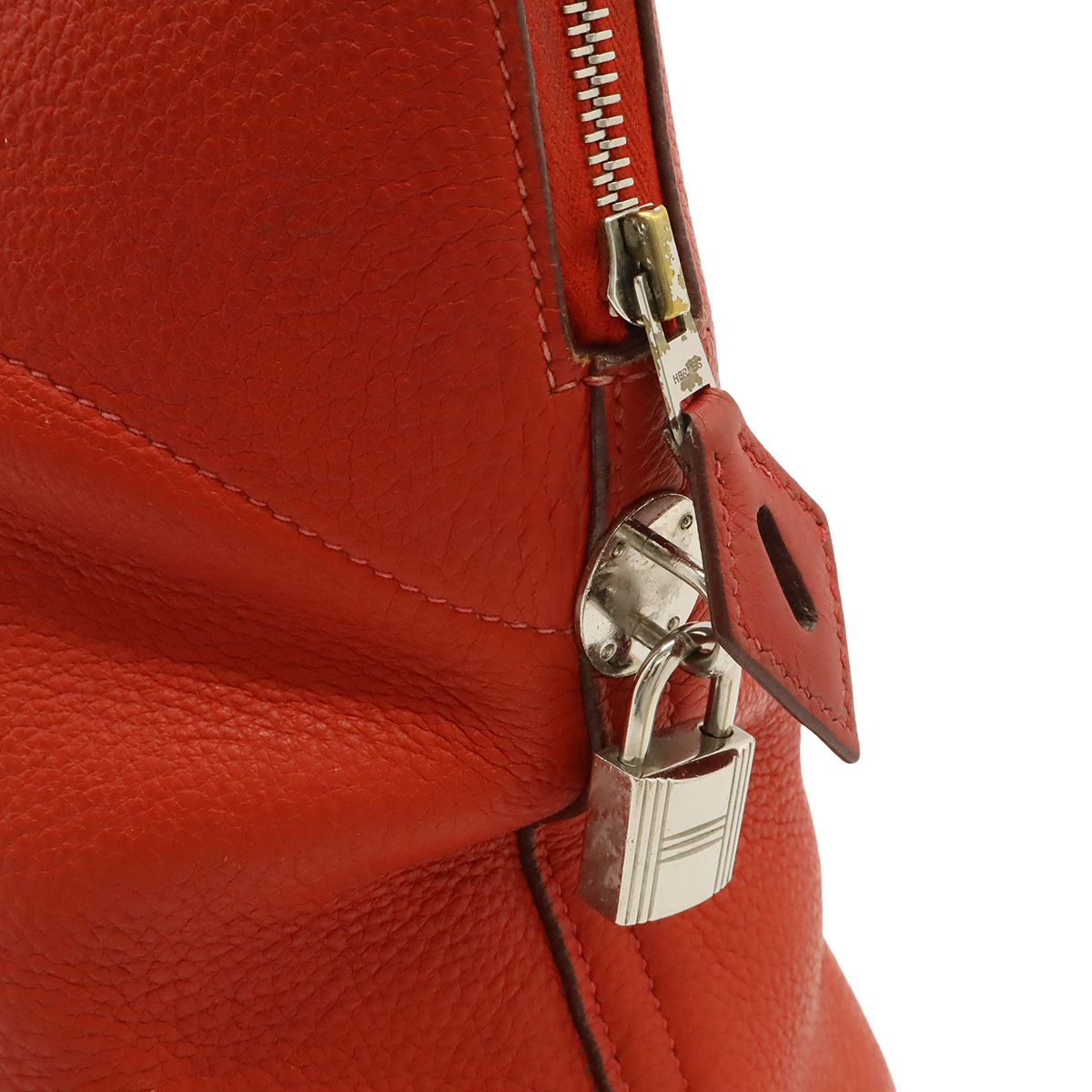 Hermes Bolide 35 Tote Bag Taurillon Clemence Leather Red Silver — view 5