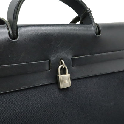 Hermes Herbag MM 2-Way Shoulder Bag Toile Officier Leather Black Silver — view 7