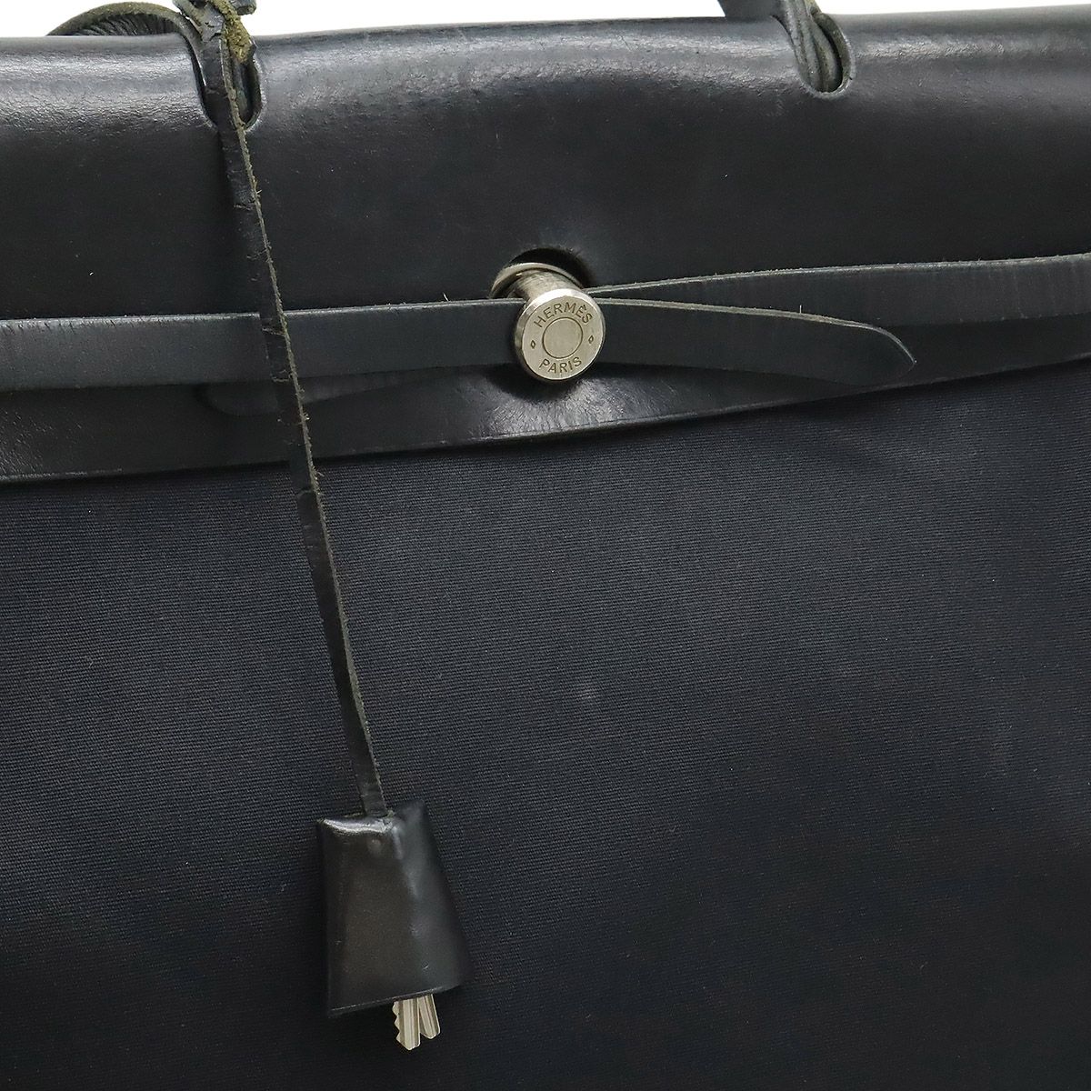 Hermes Herbag MM 2-Way Shoulder Bag Toile Officier Leather Black Silver — view 8