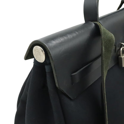 Hermes Herbag MM 2-Way Shoulder Bag Toile Officier Leather Black Silver — view 5