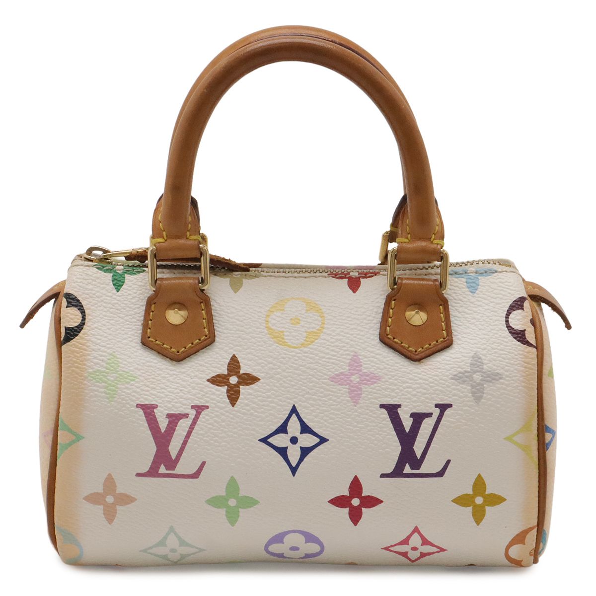Louis Vuitton Monogram Multicolor Mini Speedy Mini Bag Pouch Blanc White
