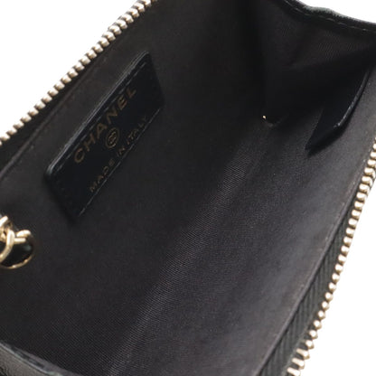 Chanel Camellia CC Logo Coin Purse L-shaped Zipper Lambskin Leather Black Gold — view 5