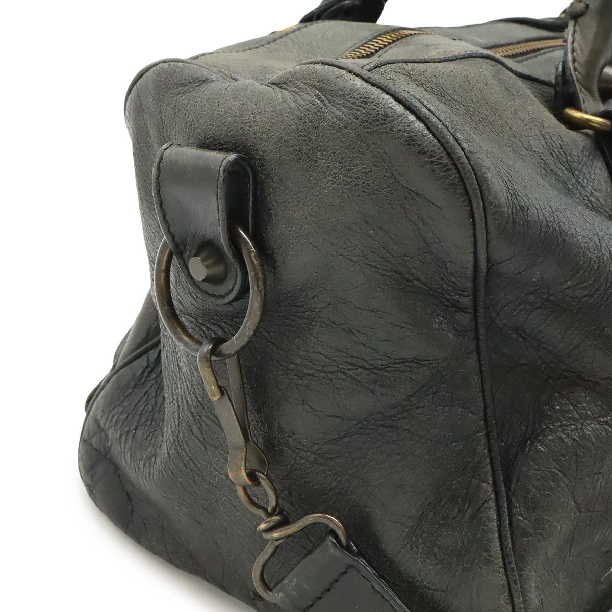 Balenciaga the Twig 2-Way Shoulder Bag Leather Dark Gray Mirror Included — view 4