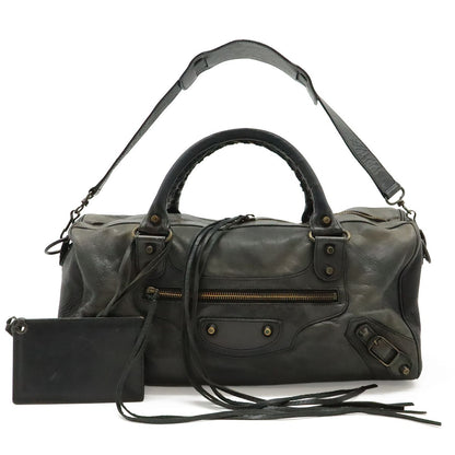 Balenciaga the Twig 2-Way Shoulder Bag Leather Dark Gray Mirror Included