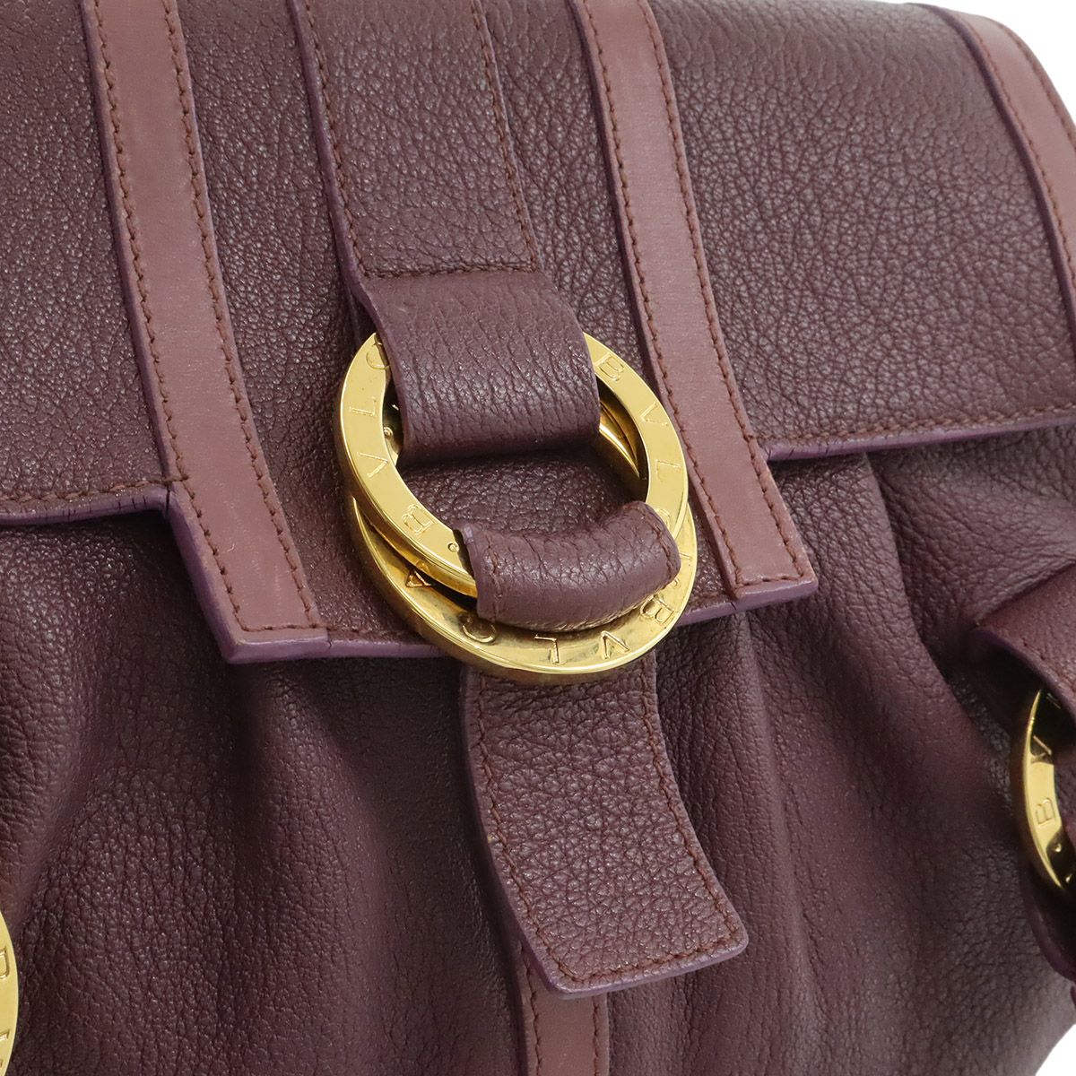 Bvlgari Shoulder Bag Leather Purple Gold — view 8