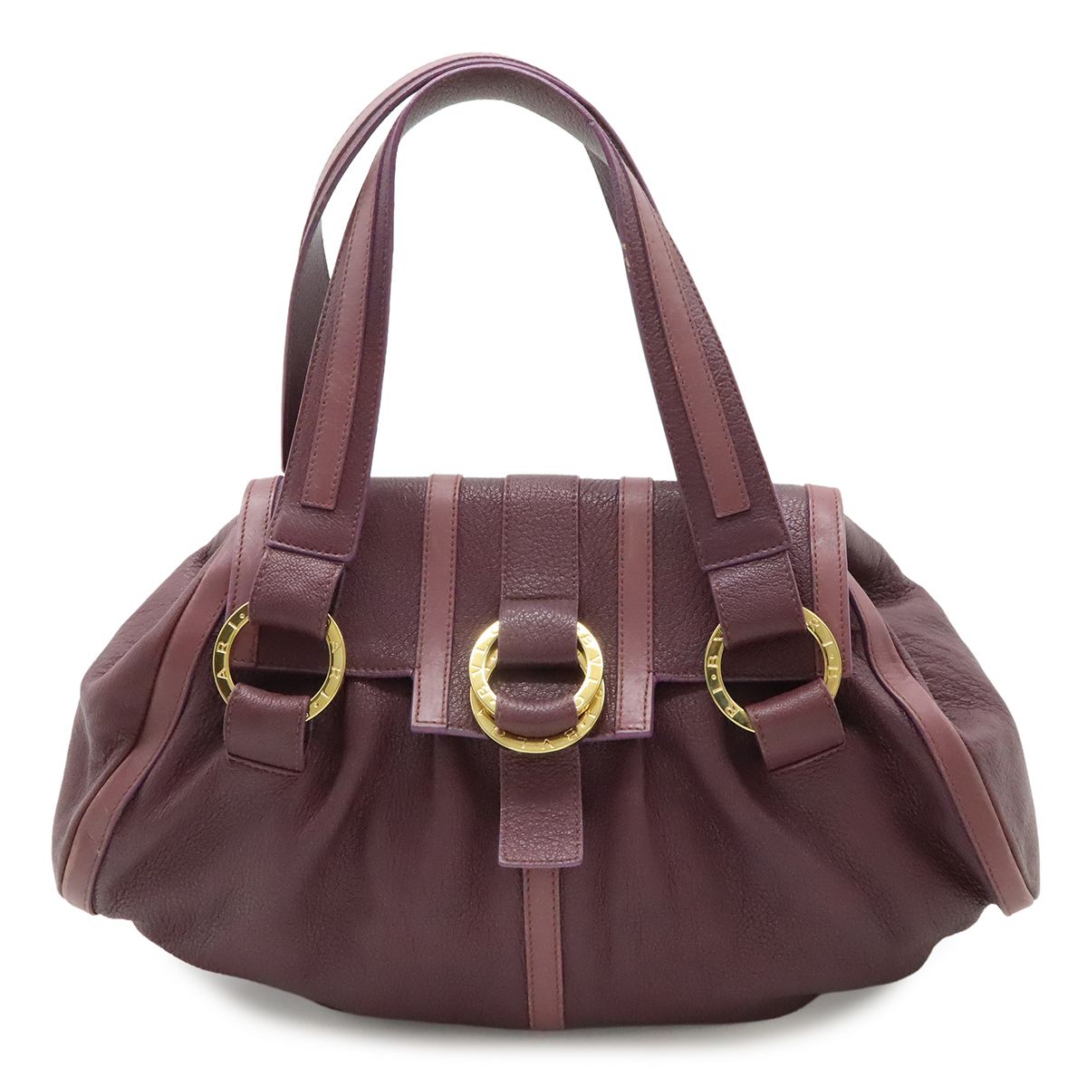 Bvlgari Shoulder Bag Leather Purple Gold