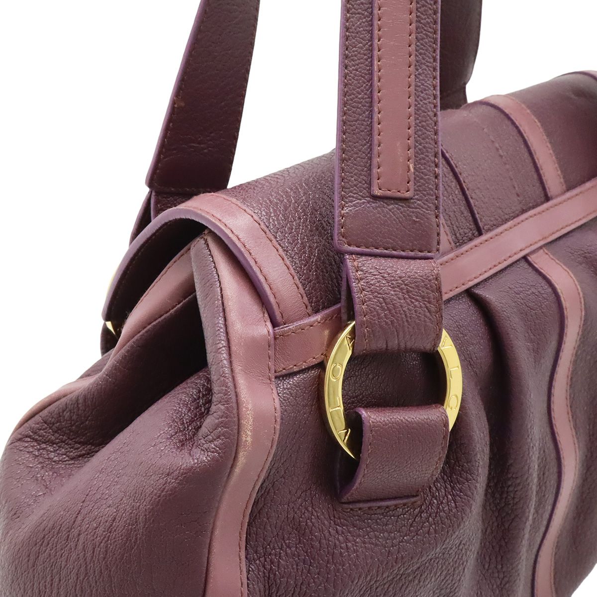 Bvlgari Shoulder Bag Leather Purple Gold — view 6