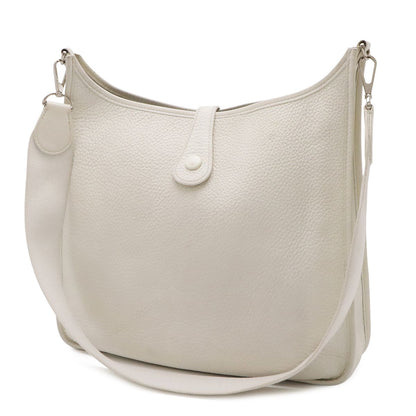 Hermes Evelyne I 1 GM Shoulder Bag Taurillon Clemence White Silver — view 2