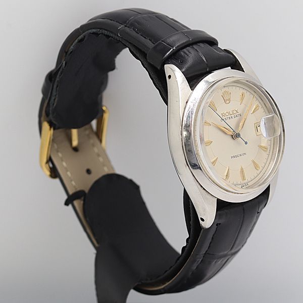 Rolex Oyster Date Precision Hand Wound Ivory Dial Watch — view 2