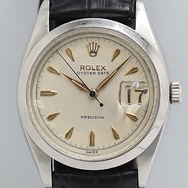 Rolex Oyster Date Precision Hand Wound Ivory Dial Watch