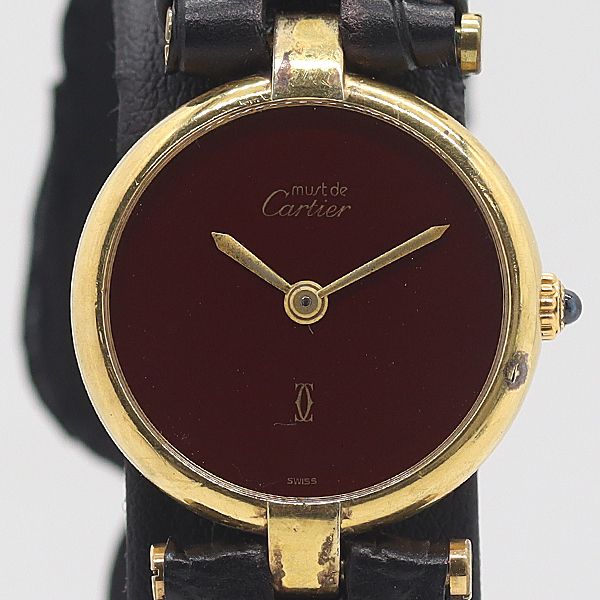 Cartier Guaranteed Must Vendome Quartz Bordeaux Dial Watch