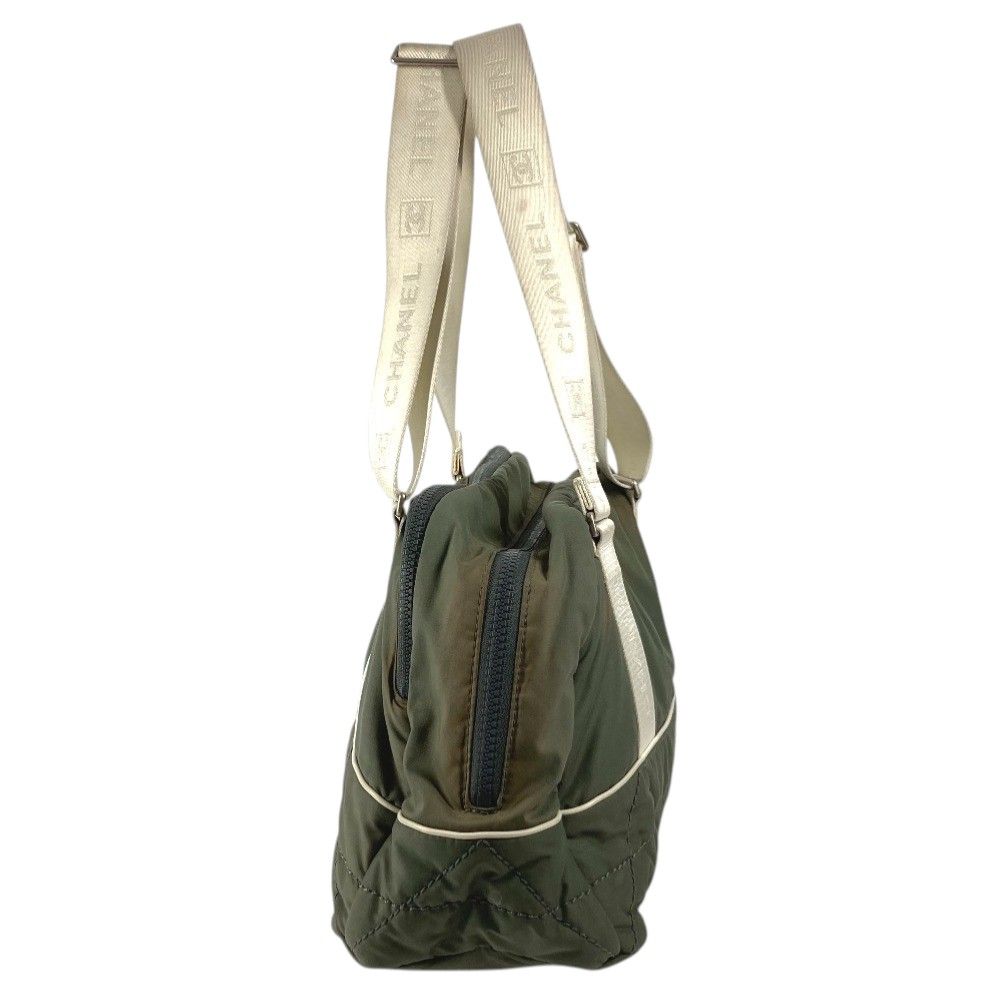 Chanel Boston Bag Logo CC Nylon Gray — view 3