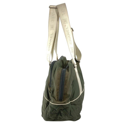 Chanel Boston Bag Logo CC Nylon Gray — view 3