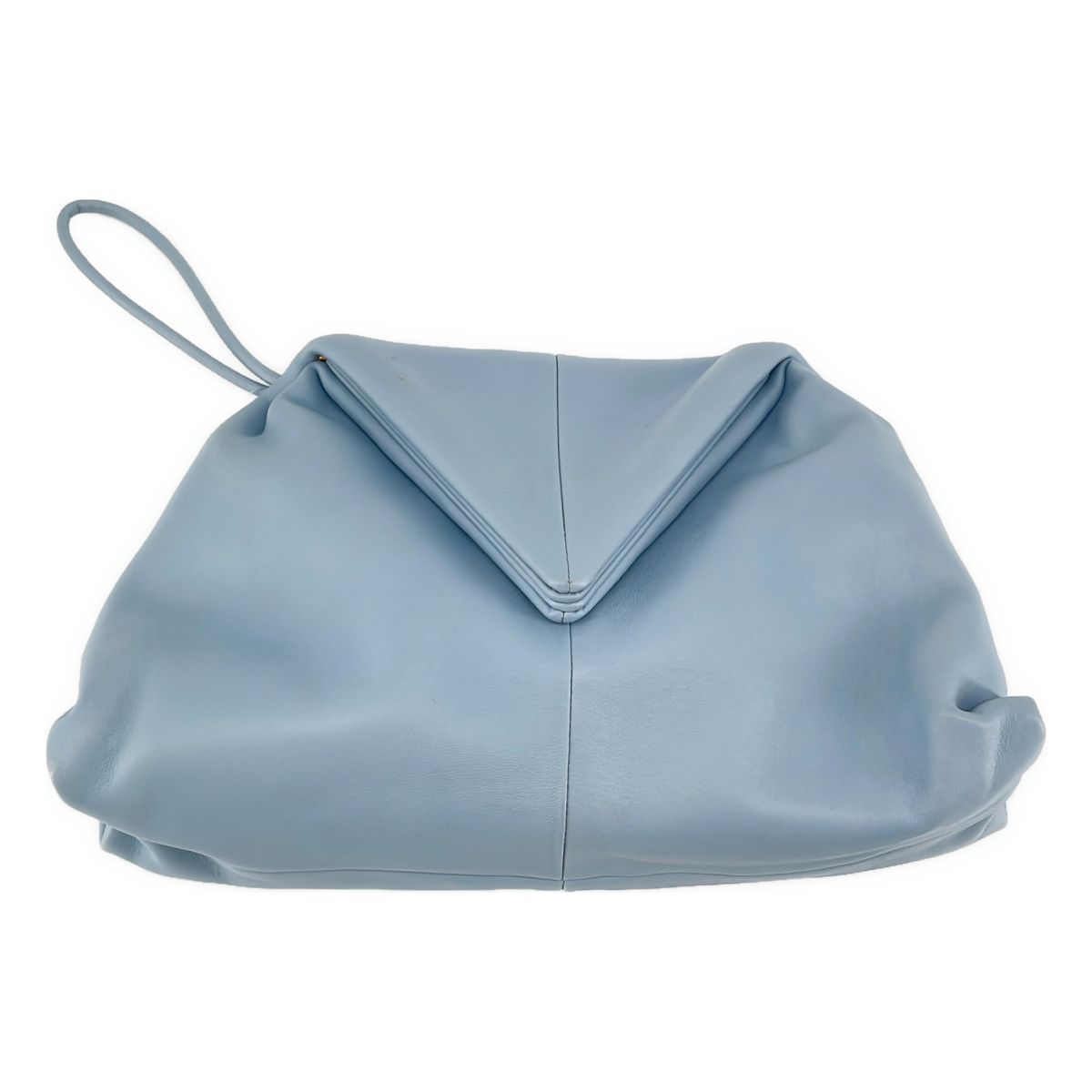Bottega Veneta Leather Triangle Clutch Light Blue
