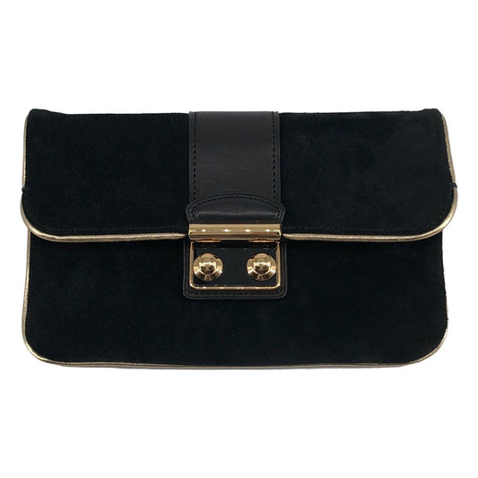 Louis Vuitton Sofia Coppola Suede Clutch Black Gold