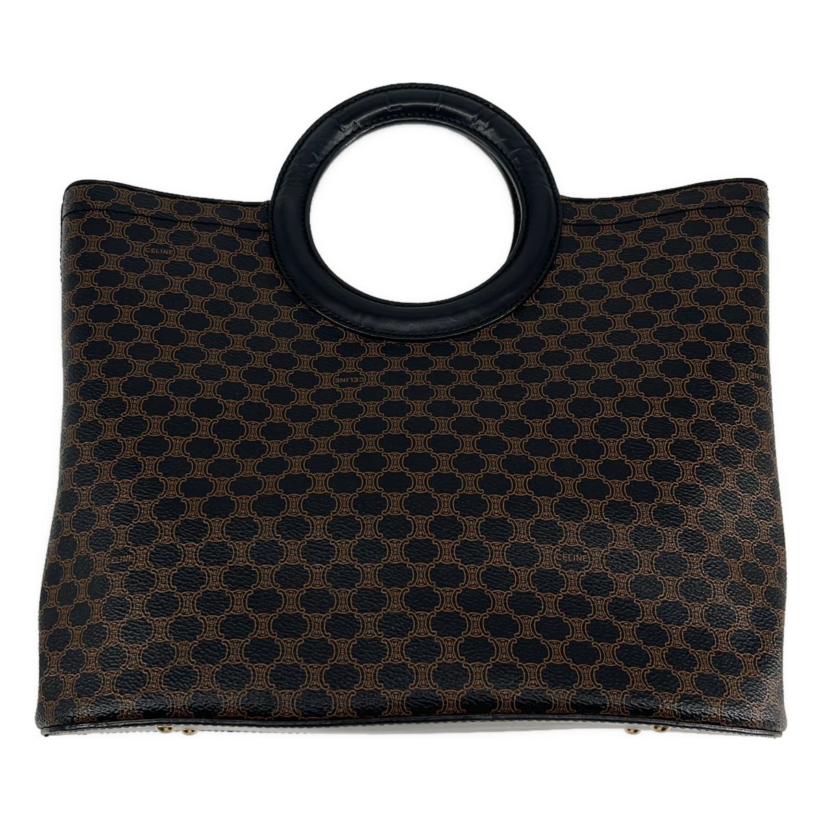 Celine Macadam Circle Handle Handbag Brown