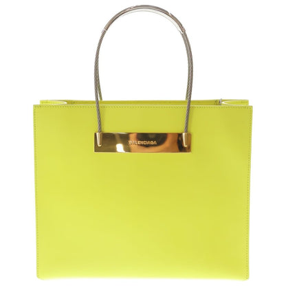 Balenciaga Cable 2-Way Shoulder Bag Neon Yellow Leather Silver