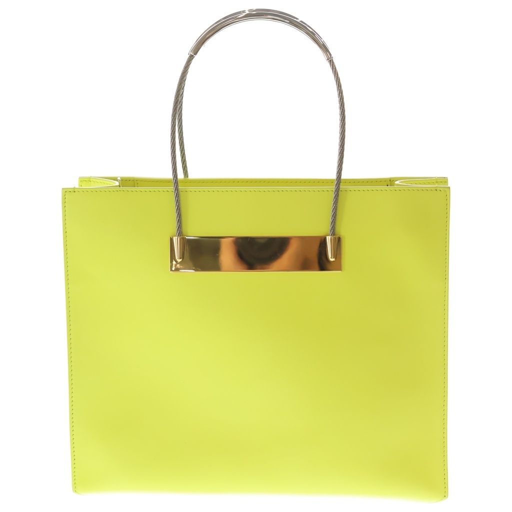 Balenciaga Cable 2-Way Shoulder Bag Neon Yellow Leather Silver — view 2