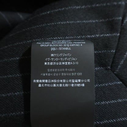 Saint Laurent Paris Striped Pattern Wool Single Tailored Jacket Black — view 8