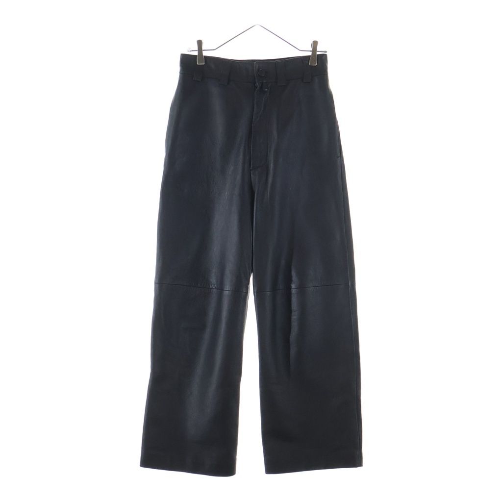 Balenciaga Lambskin Leather Straight Leg Pants Black