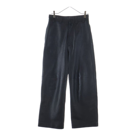 Balenciaga Lambskin Leather Straight Leg Pants Black