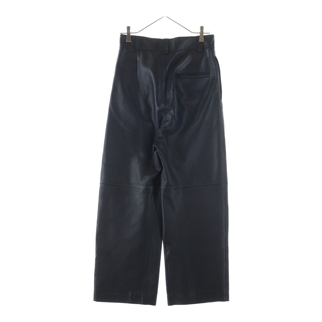 Balenciaga Lambskin Leather Straight Leg Pants Black — view 2